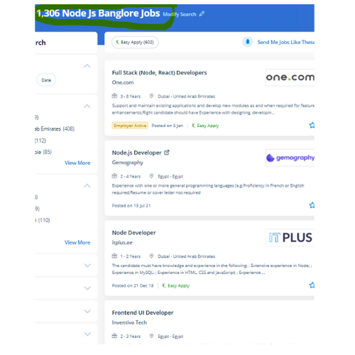 Node JS internship jobs in Cochin