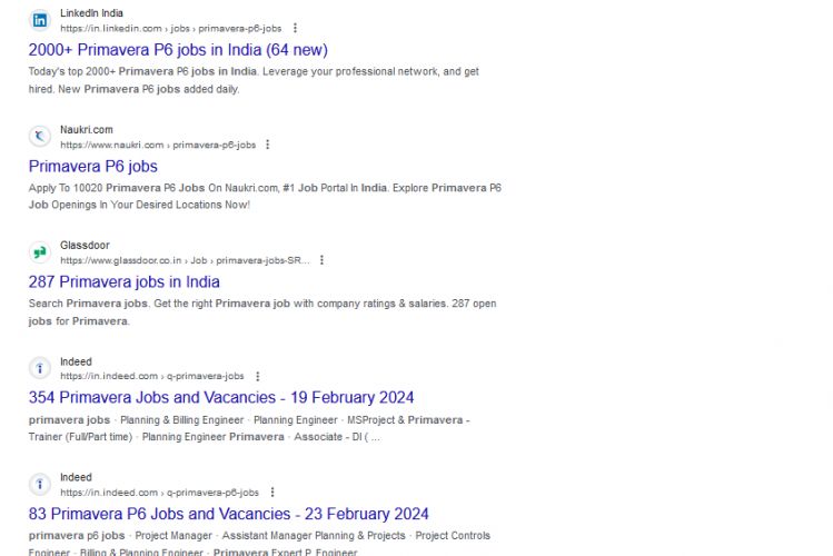 Primavera internship jobs in Surat