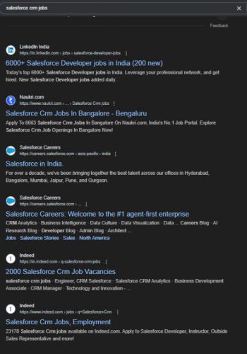 SalesForce internship jobs in Visakhapatnam