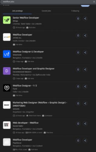 Webflow internship jobs in Mumbai